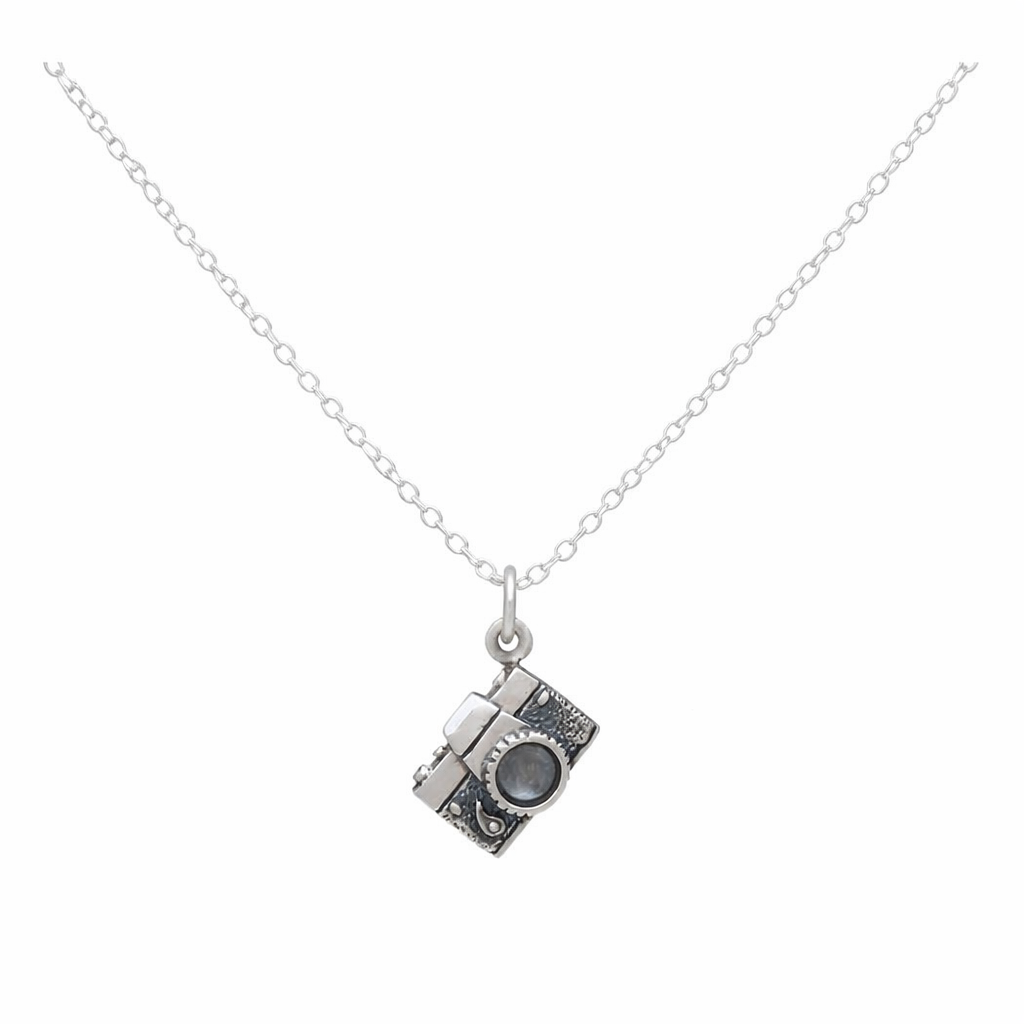 Collier appareil photo vintage en argent sterling – Cadeau pour photographe