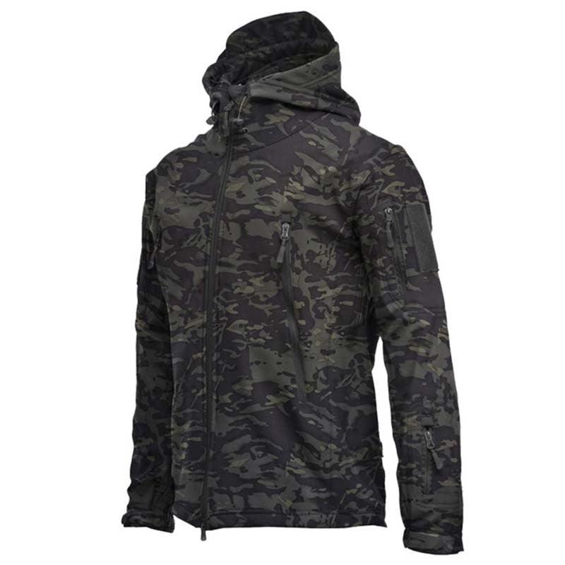 Vestes légères vert camouflage pour hommes, coupe-vent tactique et imperméable pour hommes, vestes d'aventure en plein air, vestes d'hiver chaudes à capuche, vestes de sport décontractées chaudes à capuche pour l'hiver