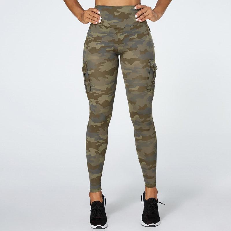 Legging de Yoga Camouflage avec Poches pour Femmes, Legging de Fitness, Pantalon de Sport avec Poches, Legging Vert pour Femmes, Legging Moulant et Mince pour la Gym, Pantalon Push Up Élastique et Mince pour l'Automne et l'Hiver