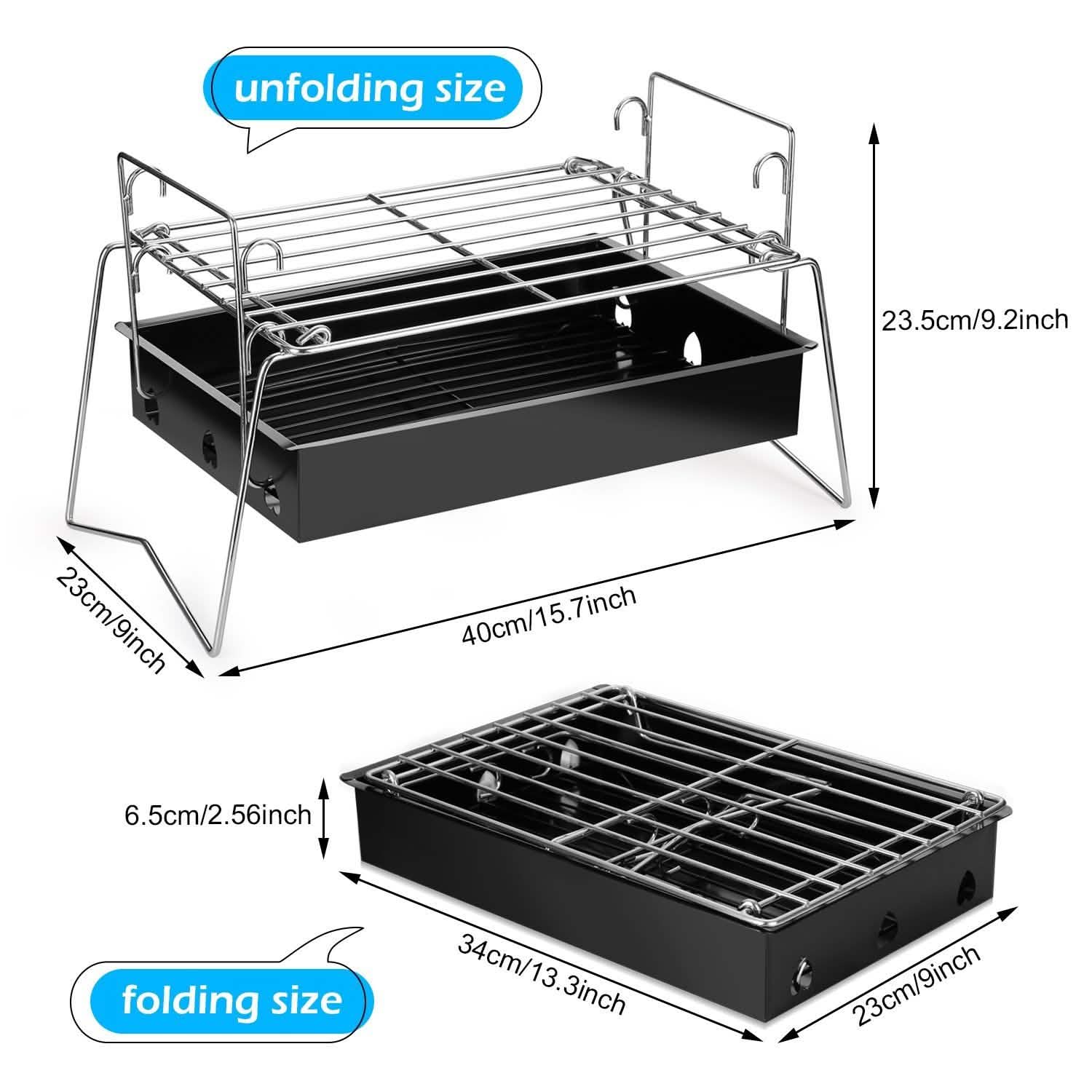 Grille de camping BBQ pliable et légère en acier maillé portable