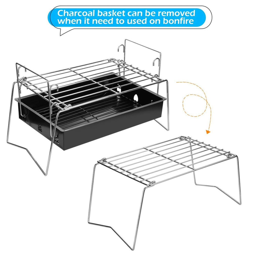 Grille de camping BBQ pliable et légère en acier maillé portable