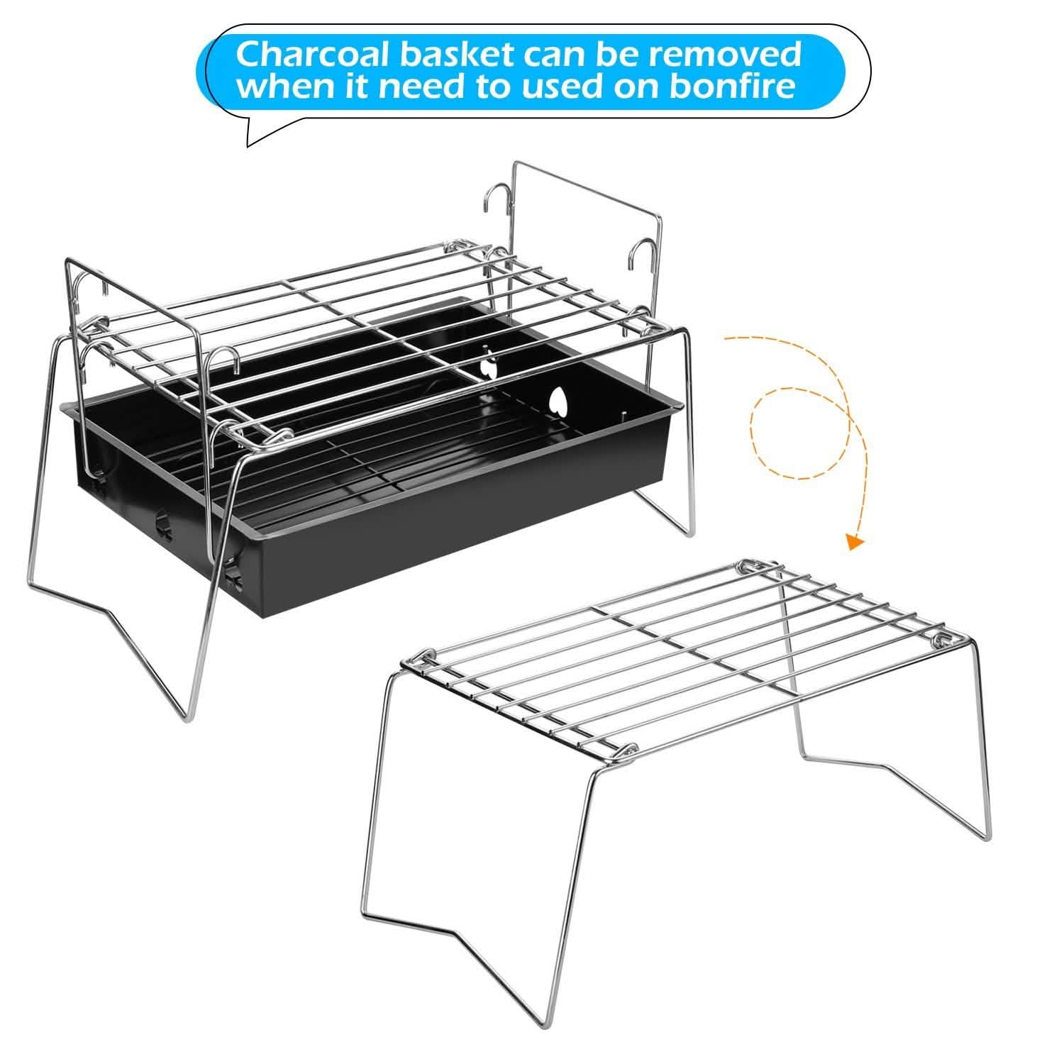 Grille de camping BBQ pliable et légère en acier maillé portable