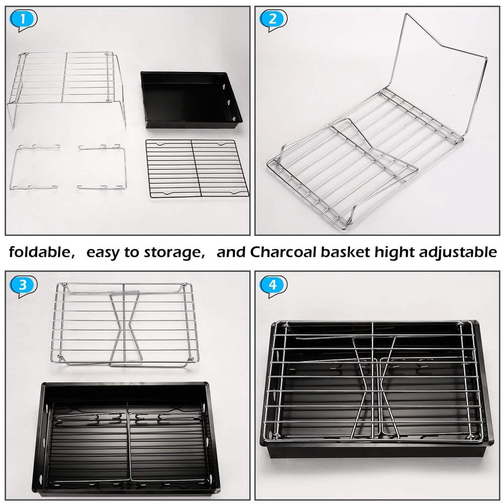 Grille de camping BBQ pliable et légère en acier maillé portable