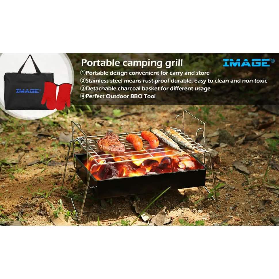 Grille de camping BBQ pliable et légère en acier maillé portable