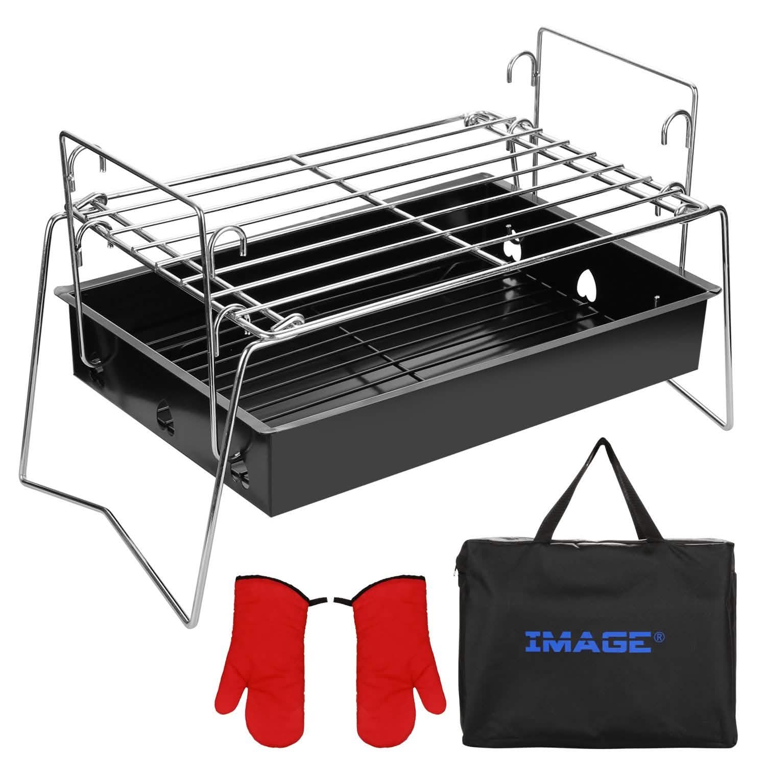 Grille de camping BBQ pliable et légère en acier maillé portable