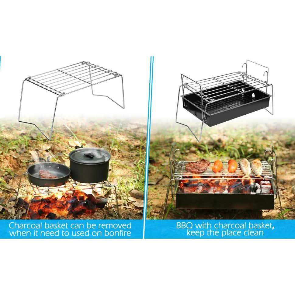 Grille de camping BBQ pliable et légère en acier maillé portable