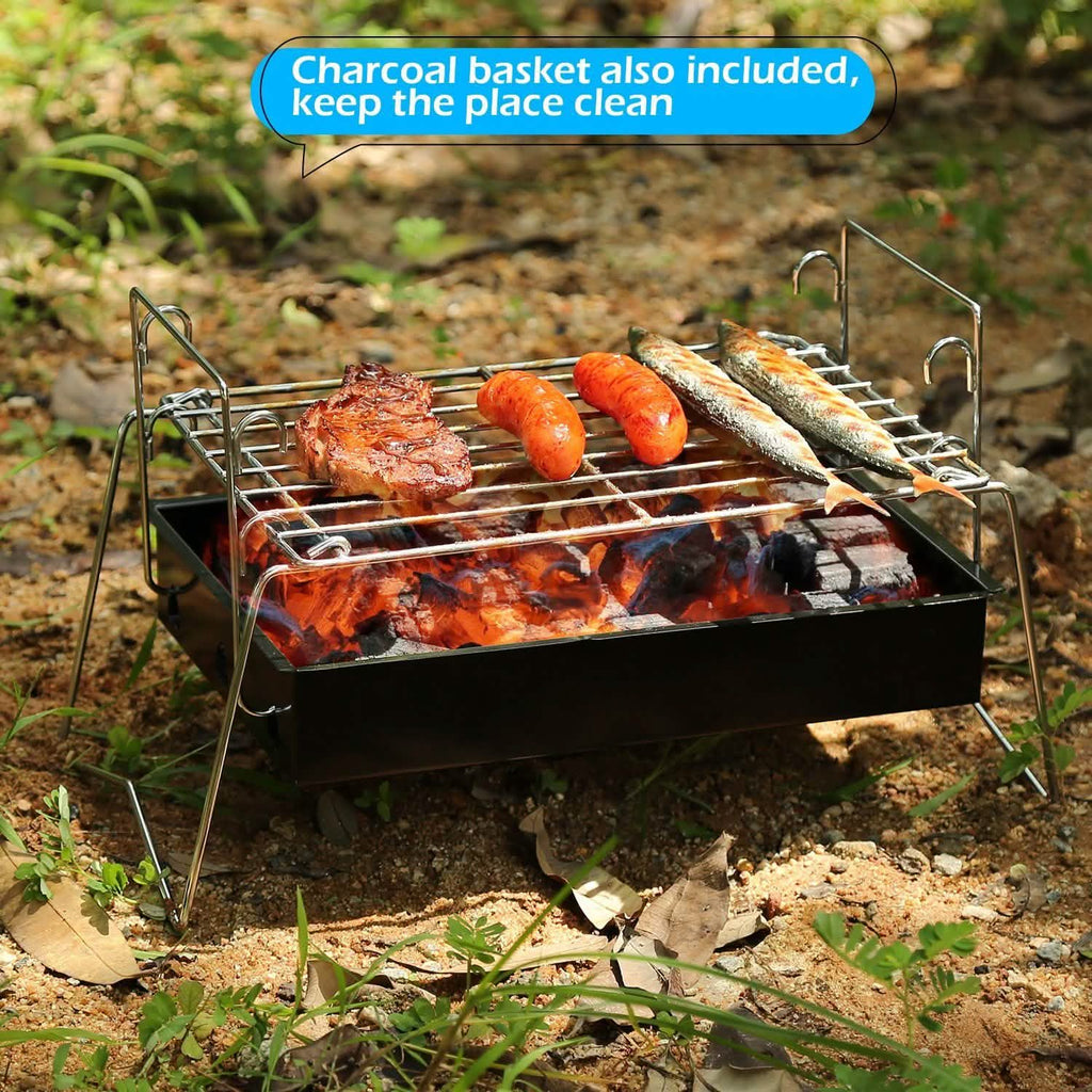 Grille de camping BBQ pliable et légère en acier maillé portable