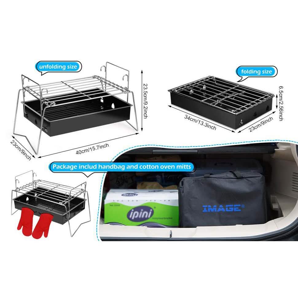 Grille de camping BBQ pliable et légère en acier maillé portable