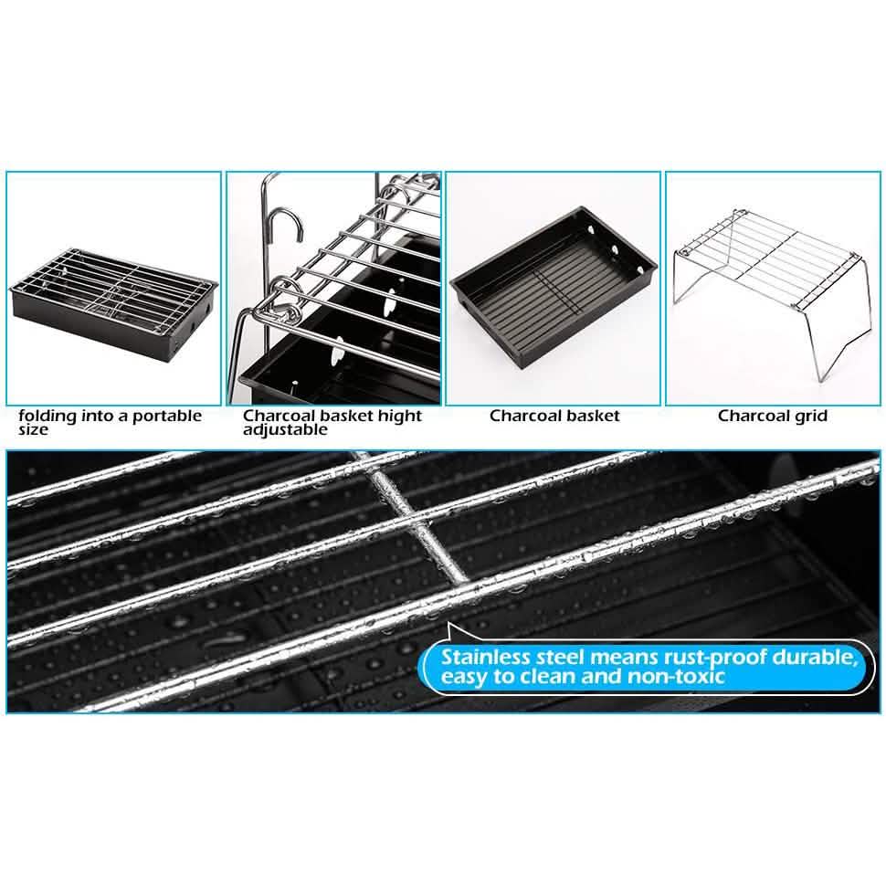Grille de camping BBQ pliable et légère en acier maillé portable