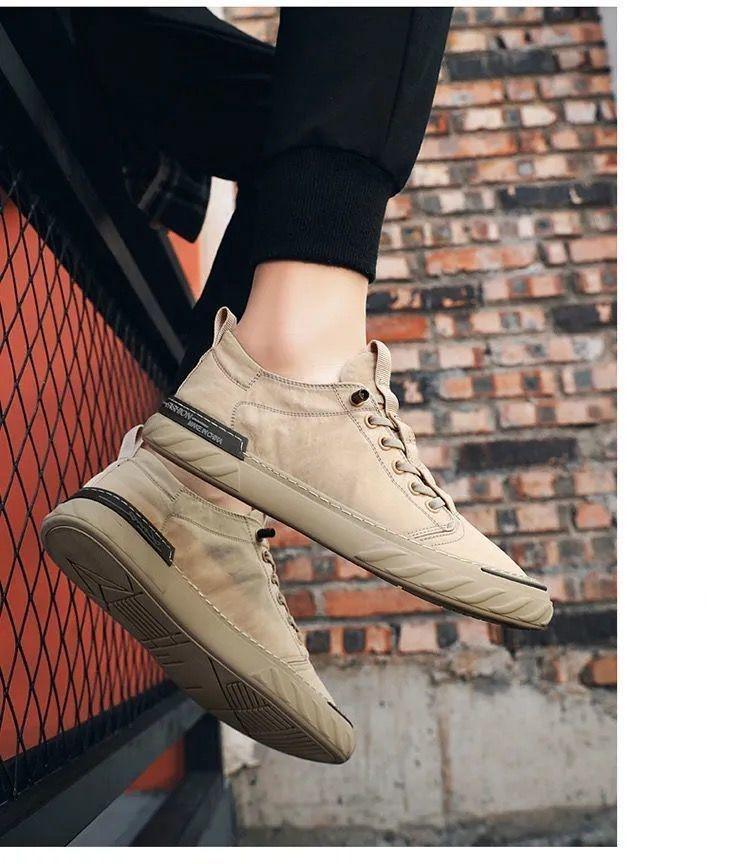 Baskets décontractées en toile pour hommes, confortables et polyvalentes, respirantes, chaussures de sport plates, légères, pour la marche en extérieur, design moderne.