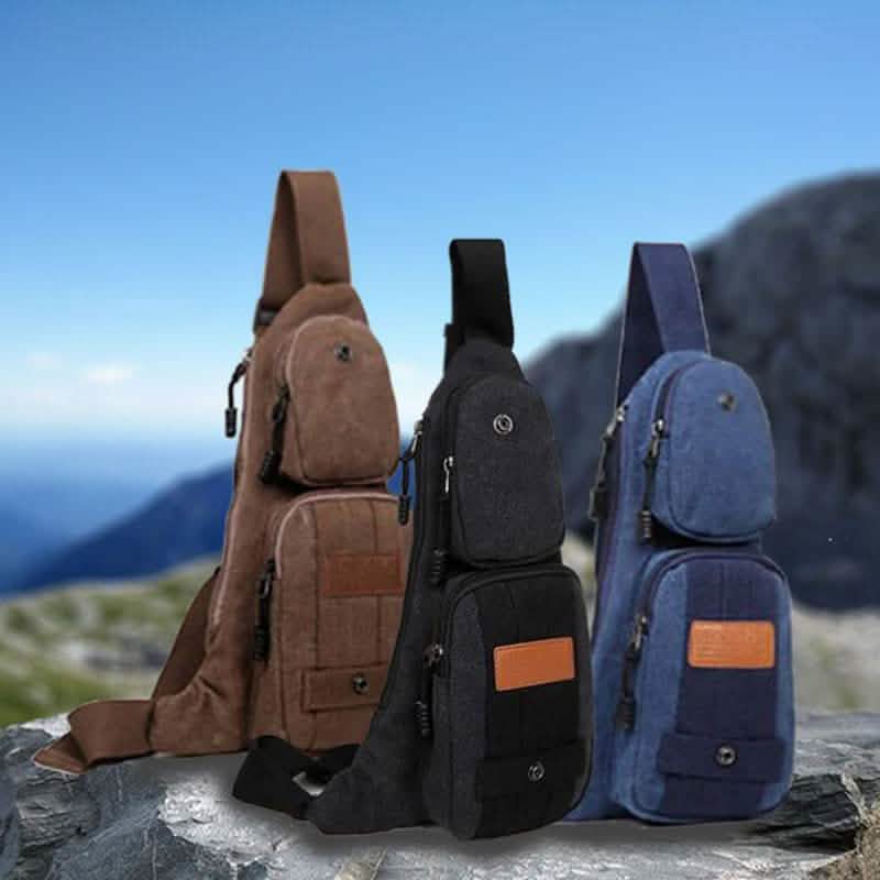 Sac bandoulière en toile avec plusieurs compartiments