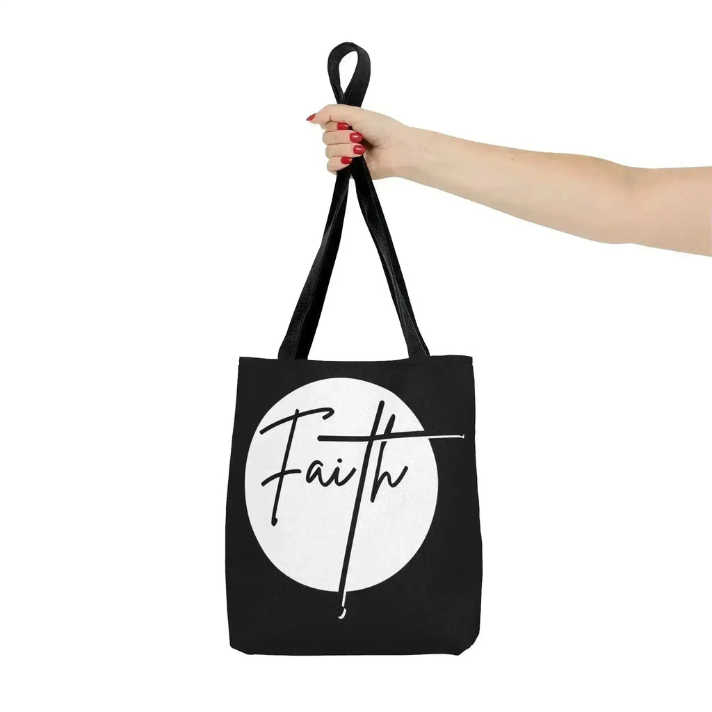 Grand sac fourre-tout Faith – Affirmation chrétienne – Blanc et Noir