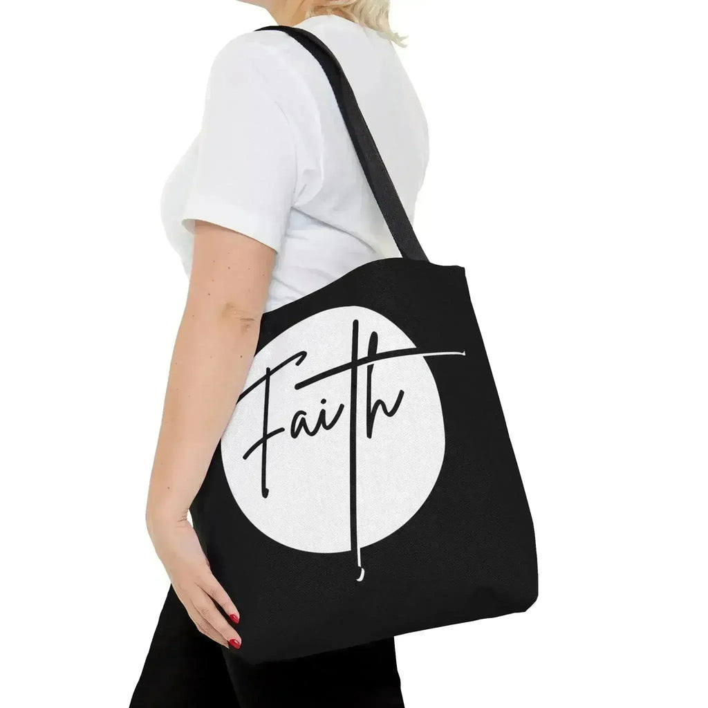 Grand sac fourre-tout Faith – Affirmation chrétienne – Blanc et Noir