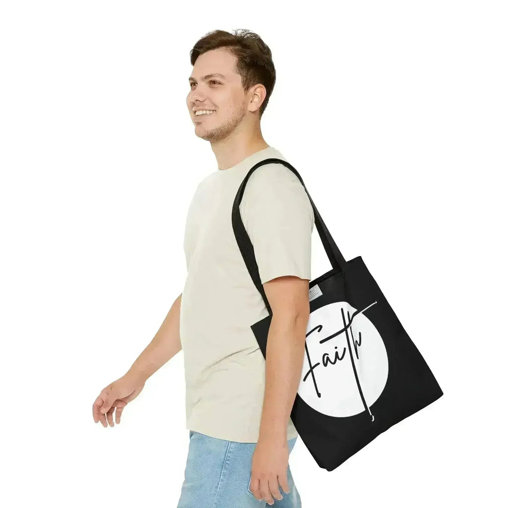 Grand sac fourre-tout Faith – Affirmation chrétienne – Blanc et Noir