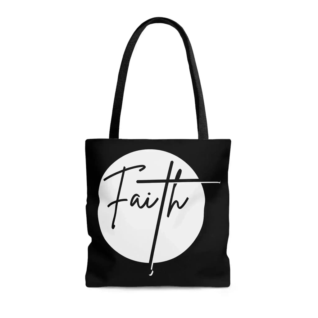 Grand sac fourre-tout Faith – Affirmation chrétienne – Blanc et Noir