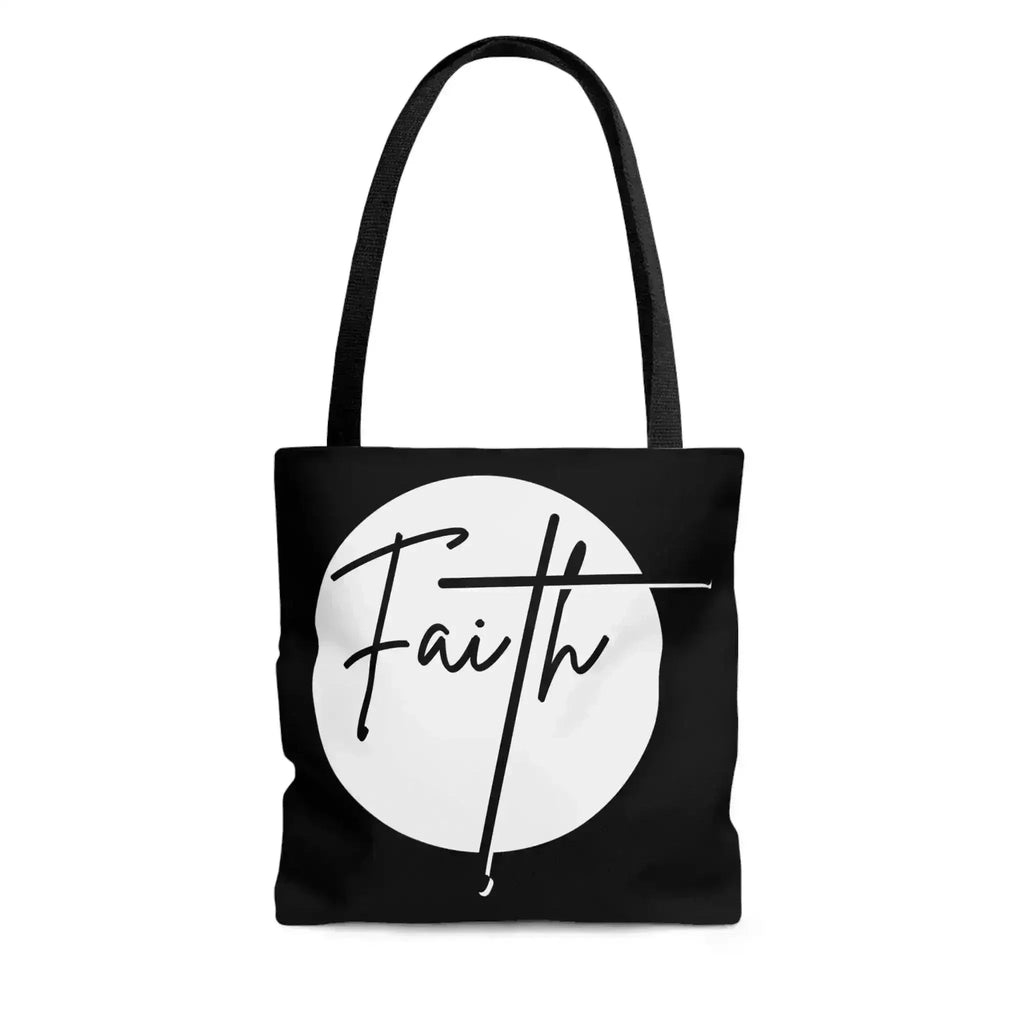 Grand sac fourre-tout Faith – Affirmation chrétienne – Blanc et Noir