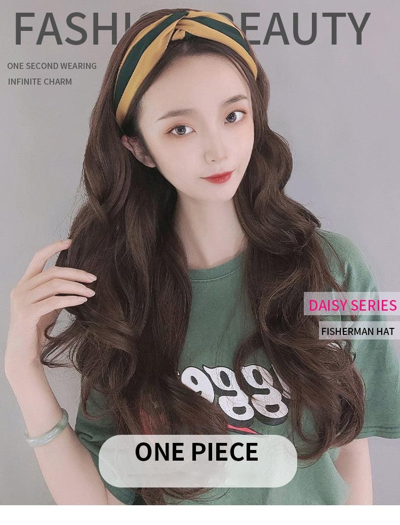 Casquette avec cheveux longs ondulés faux cheveux chapeau perruque extensions de cheveux synthétiques chapeau avec cheveux postiche naturelle perruques pour femmes noires perruques de cosplay pour femmes