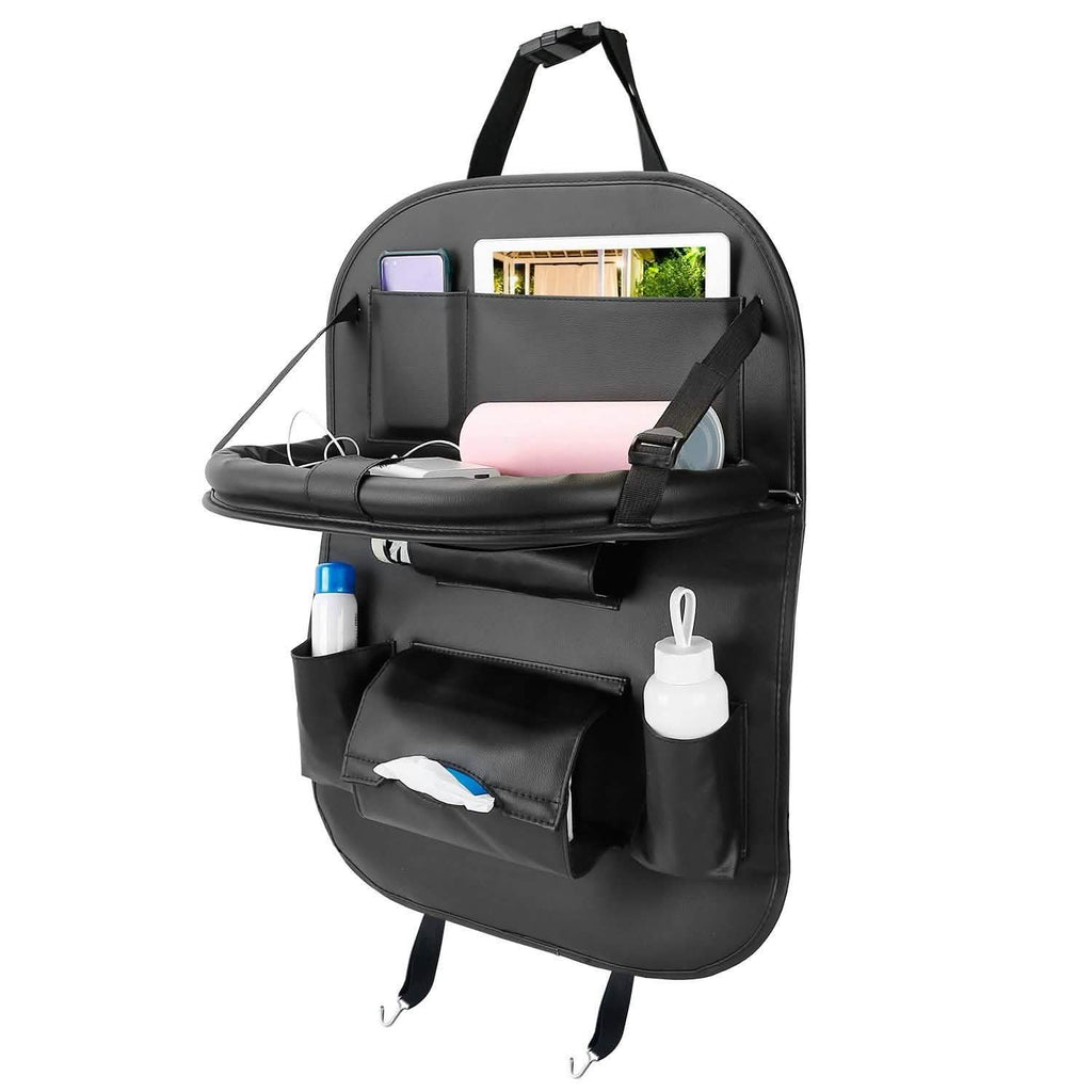 Organisateur de siège arrière de voiture avec plateau de table pliable 8 poches
