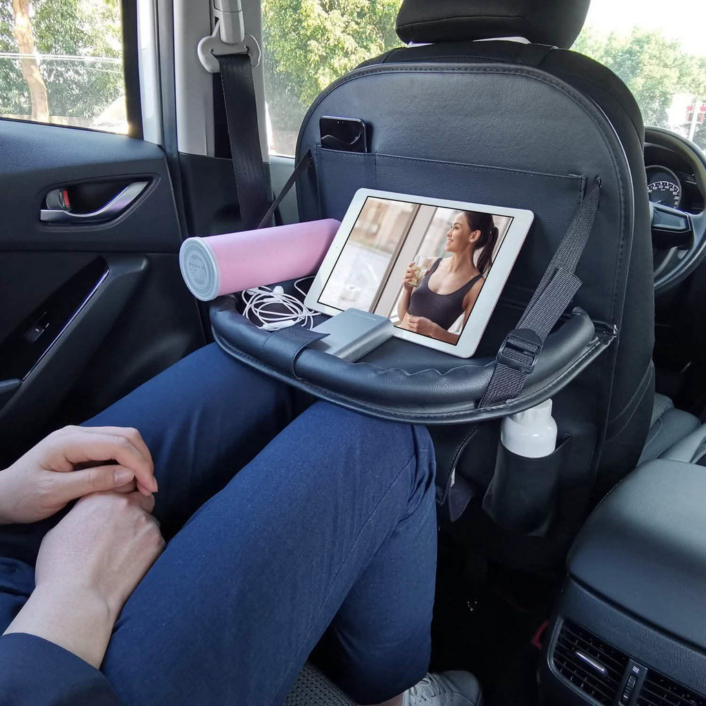 Organisateur de siège arrière de voiture avec plateau de table pliable 8 poches