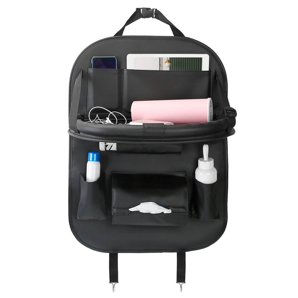 Organisateur de siège arrière de voiture avec plateau de table pliable 8 poches