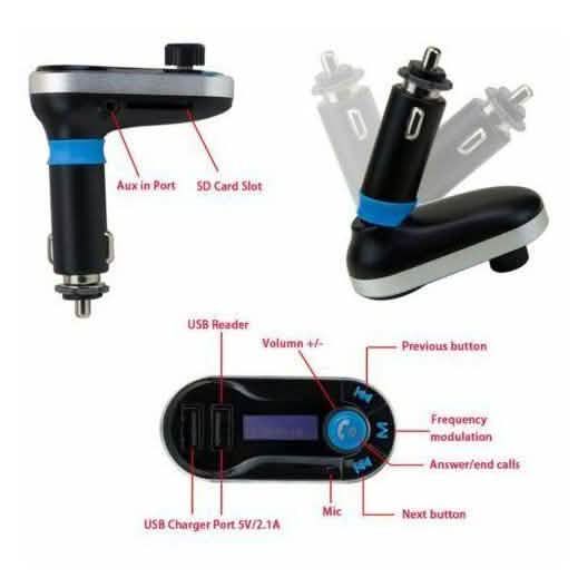 Transmetteur FM Bluetooth Voiture Kit Adaptateur Lecteur MP3 Mains Libres Chargeur LCD Radio