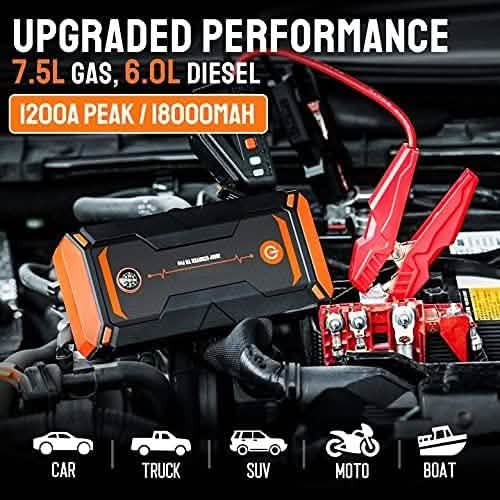 Démarreur de Voiture 1200A en Crête 18000mAh