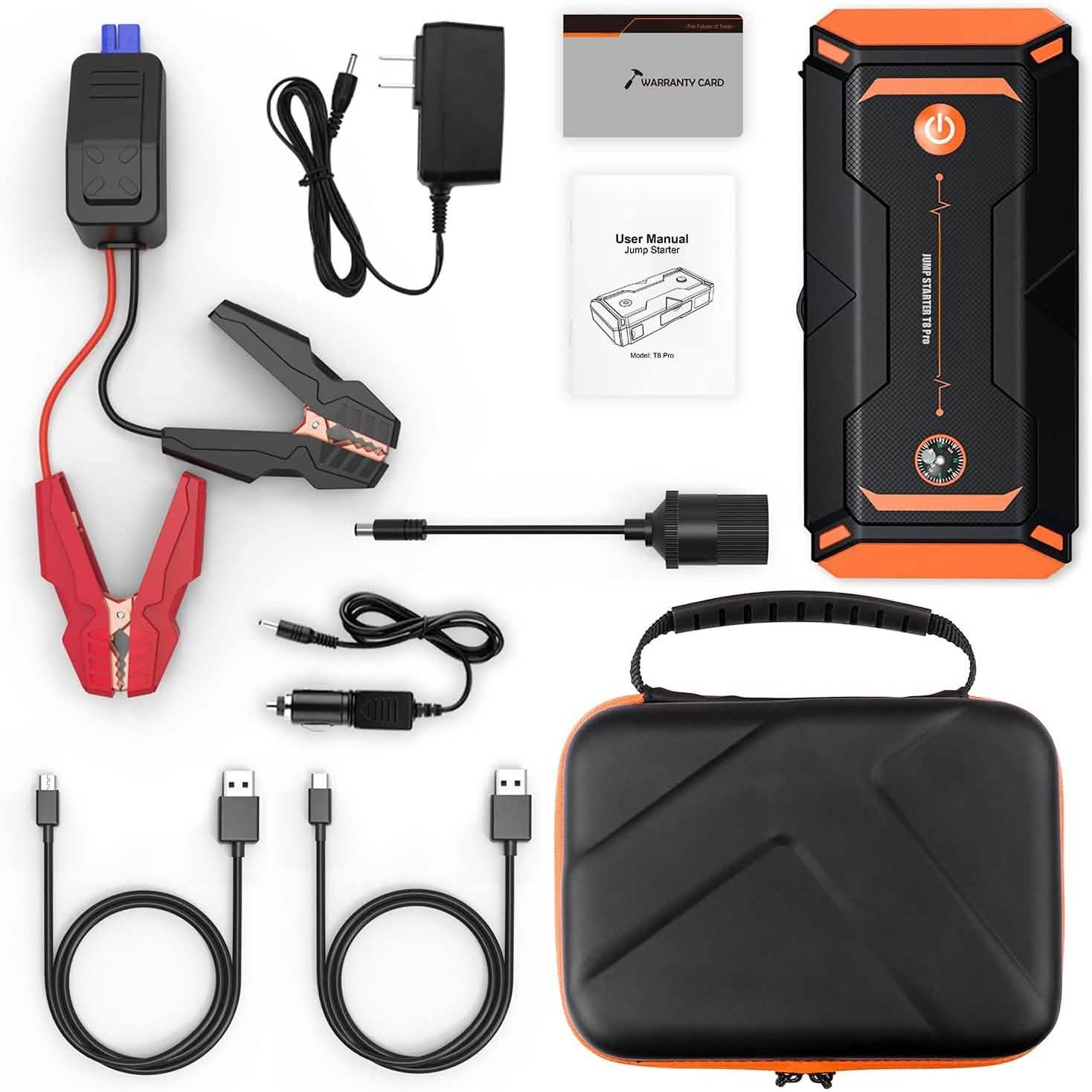 Démarreur de Voiture 1200A en Crête 18000mAh