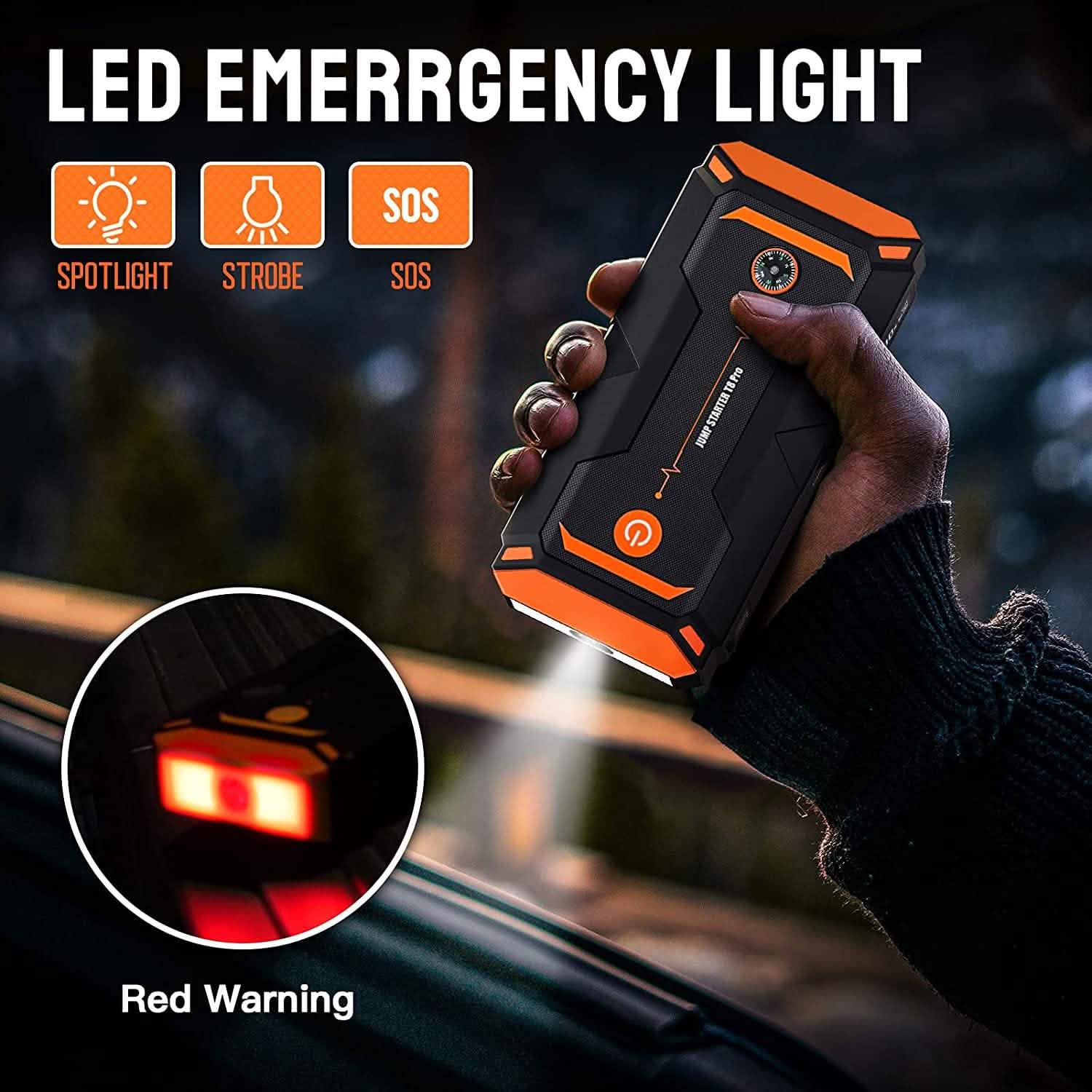 Démarreur de Voiture 1200A en Crête 18000mAh