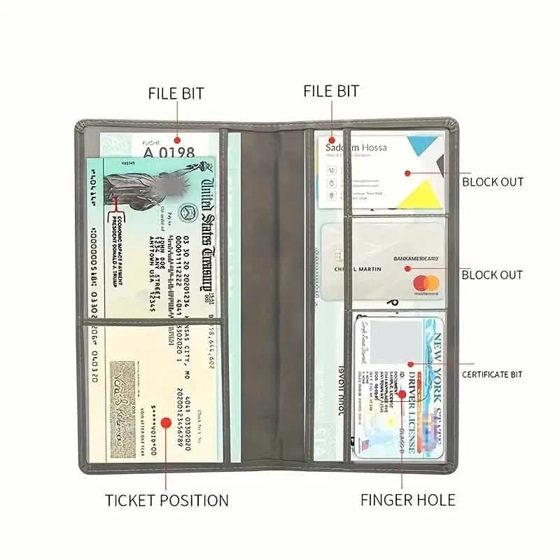 Pochette longue multifonctionnelle pour permis de conduire de voiture