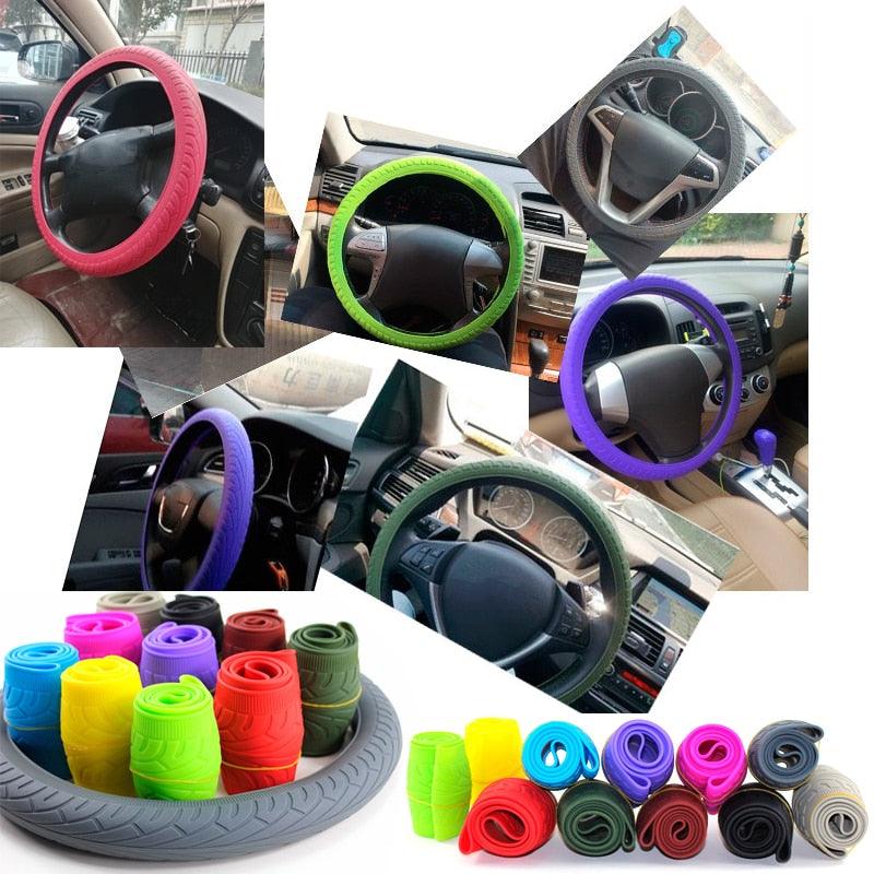 Housse de protection en silicone pour volant de voiture antidérapante Accessoires de voiture