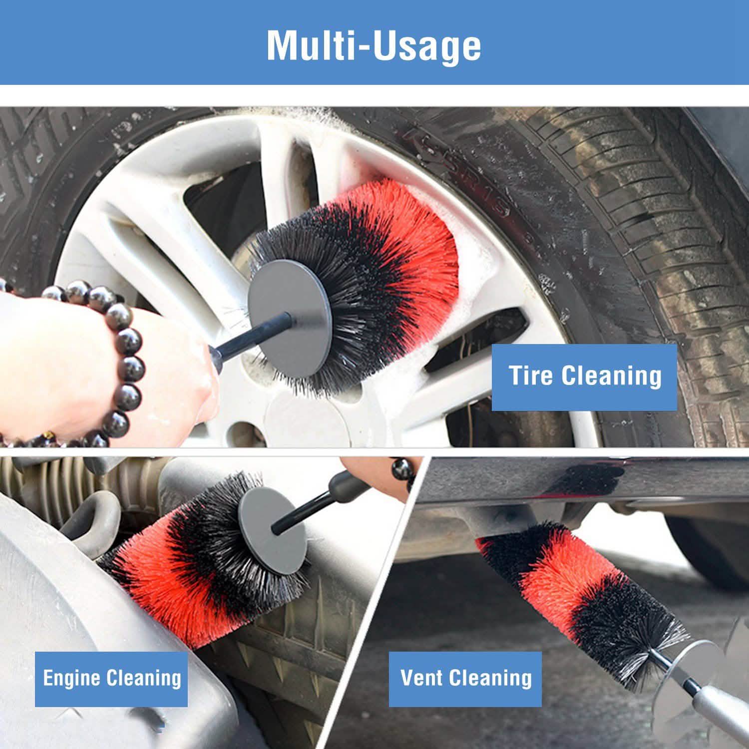 Brosse de nettoyage pour jantes, pneus, sièges et moteur de voiture
