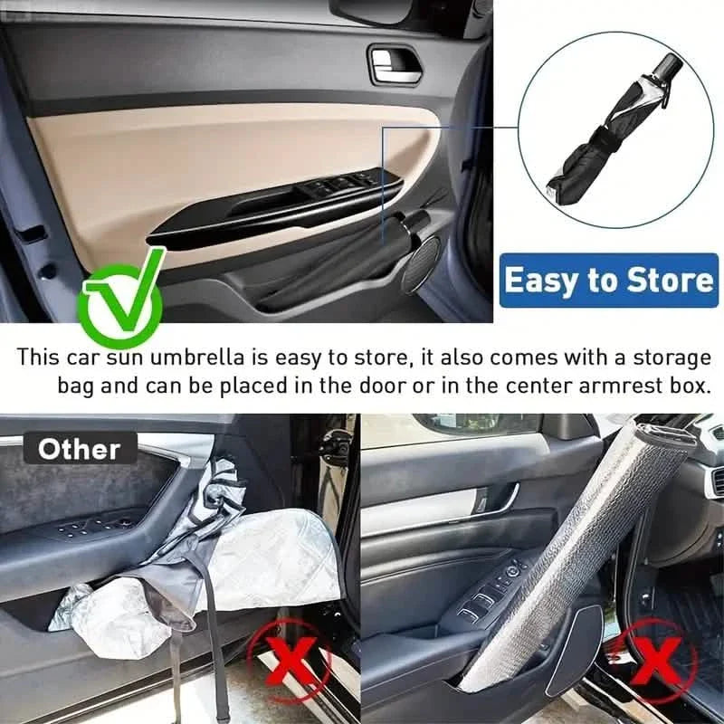 Pare-soleil de voiture pour pare-brise anti-UV et chaleur, pare-soleil pliable réfléchissant, type parapluie