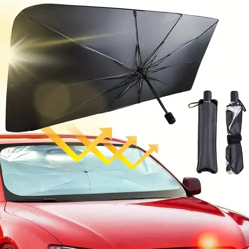 Pare-soleil de voiture pour pare-brise anti-UV et chaleur, pare-soleil pliable réfléchissant, type parapluie