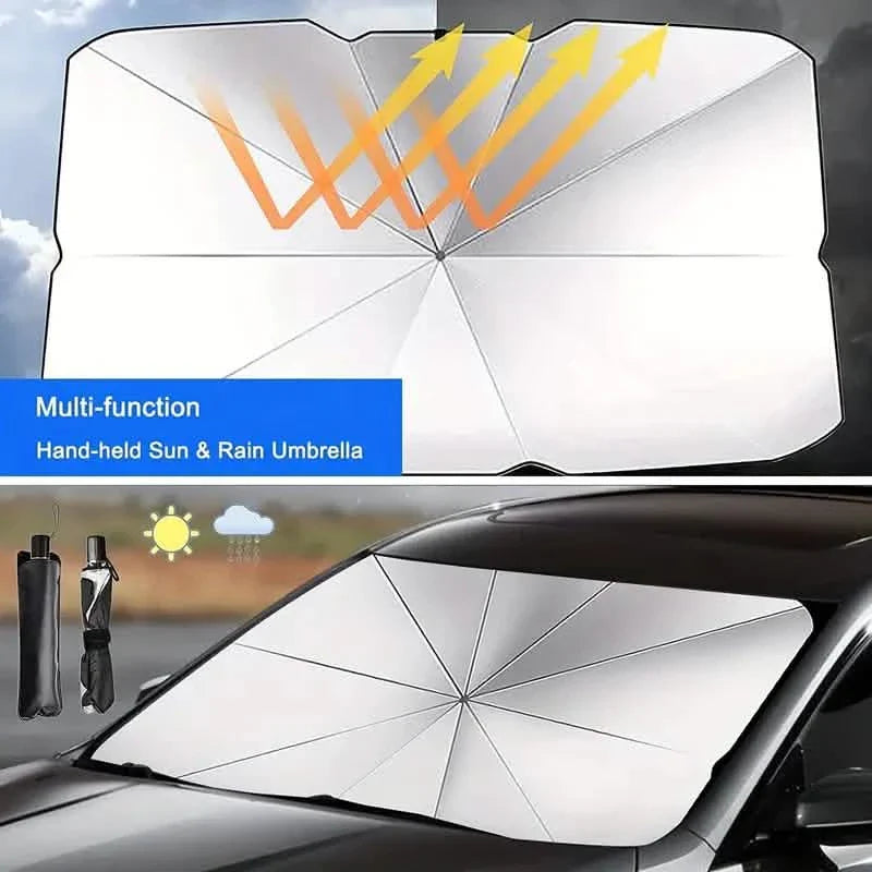 Pare-soleil de voiture pour pare-brise anti-UV et chaleur, pare-soleil pliable réfléchissant, type parapluie