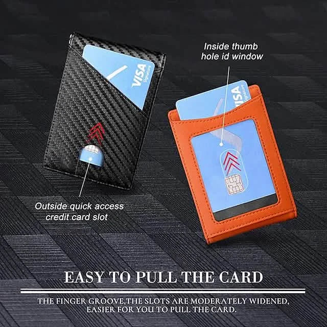 Portefeuilles Homme RFID en Fibre de Carbone Double Volet Pince à Billets