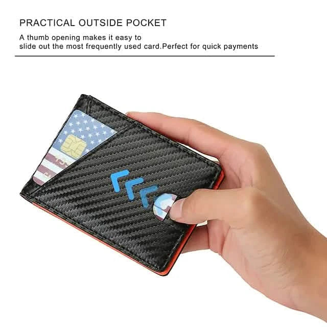 Portefeuilles Homme RFID en Fibre de Carbone Double Volet Pince à Billets