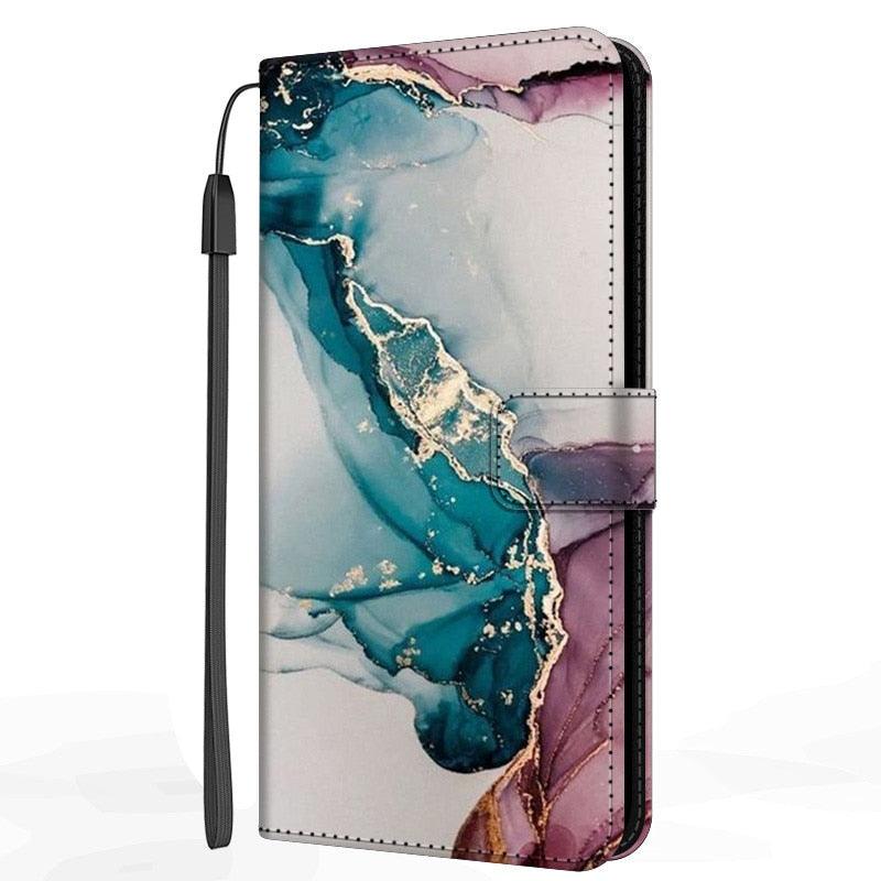 Étui portefeuille de protection en cuir PU avec dragonne pour Xiaomi Redmi Note 11S 11 Pro 5G, étui en cuir marbré avec rabat et support pour Redmi Note11S 11Pro 5G 2022