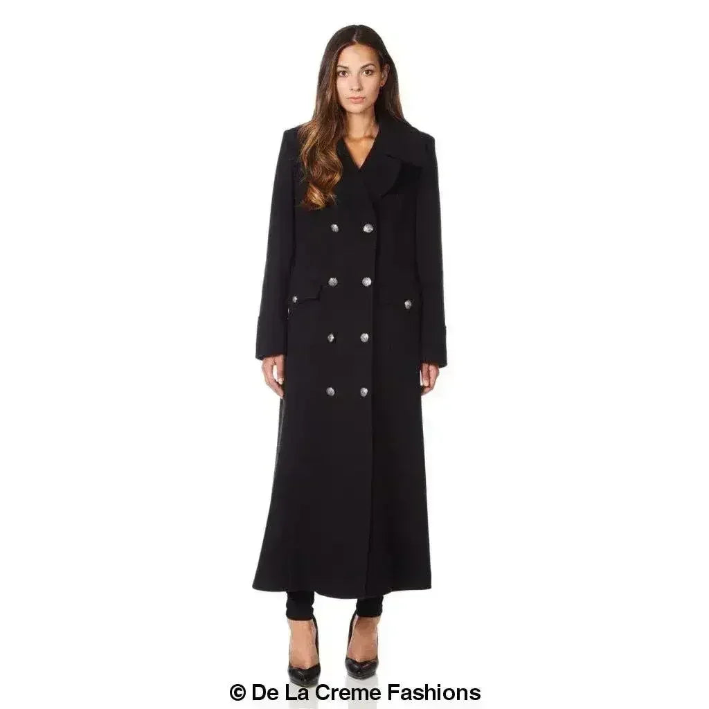Manteau long croisé en mélange de laine (2004-LAINE)