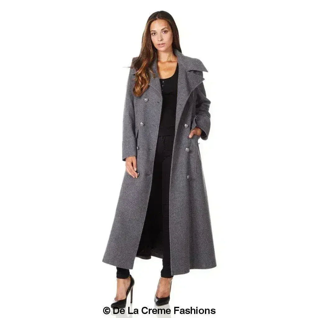 Manteau long croisé en mélange de laine (2004-LAINE)