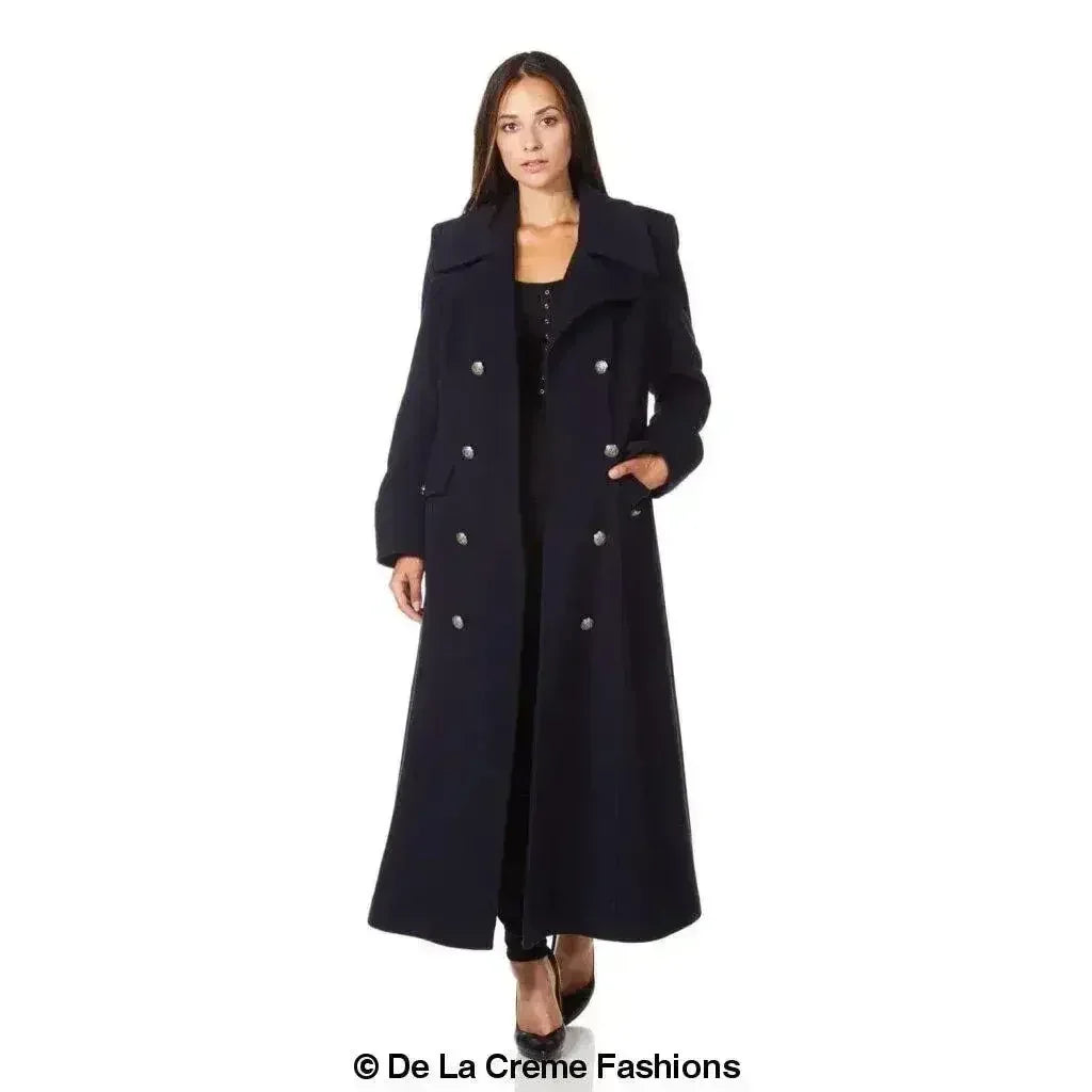Manteau long croisé en mélange de laine (2004-LAINE)