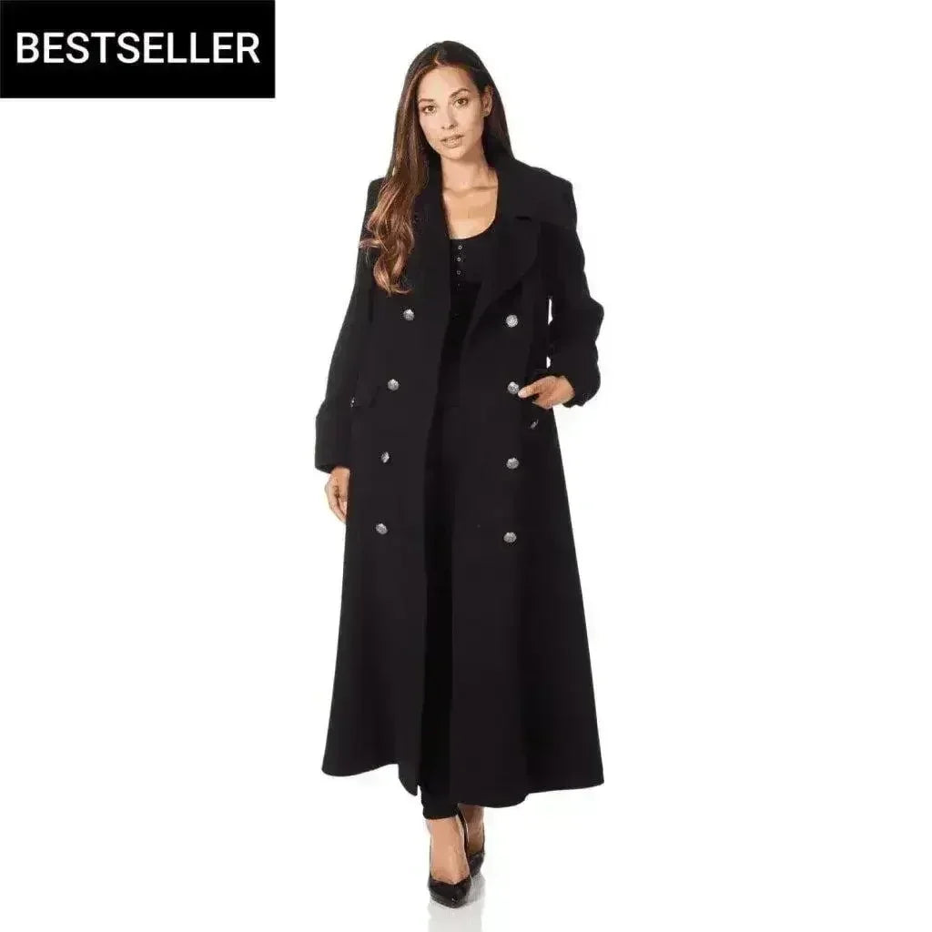 Manteau long croisé en mélange de laine (2004-LAINE)