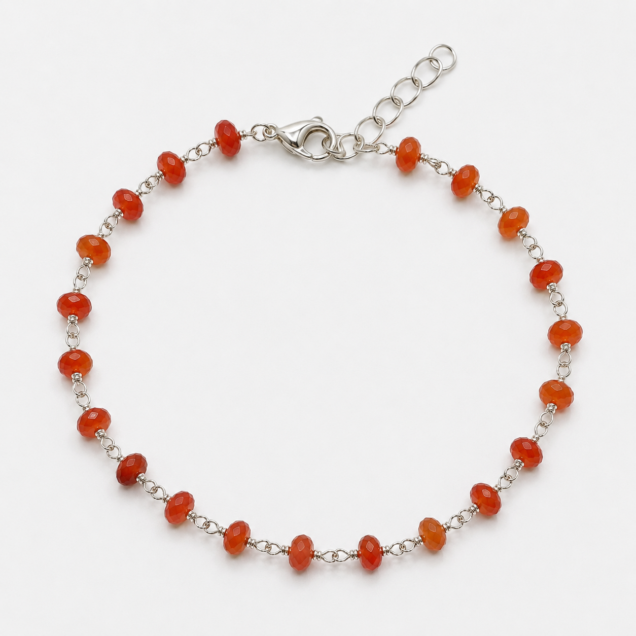 Bracelet en argent sterling et cornaline, monté sur fil