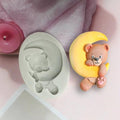 Moule en Silicone Ours Mignon Lune Dessin Animé 3D Fête Anniversaire Bébé Outil de Décoration Cupcake Dessert Pâtisserie Fondant Chocolat Bonbons Moules de Cuisson en Silicone pour Ours en Peluche