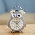 Réveil de table hibou de dessin animé silencieux, petite horloge de bureau analogique silencieuse avec veilleuse, fonctionnant sur piles pour salon, chambre, cuisine, bureau à domicile, jolie cloche, réveil à quartz en métal pour chambre avec veilleuse