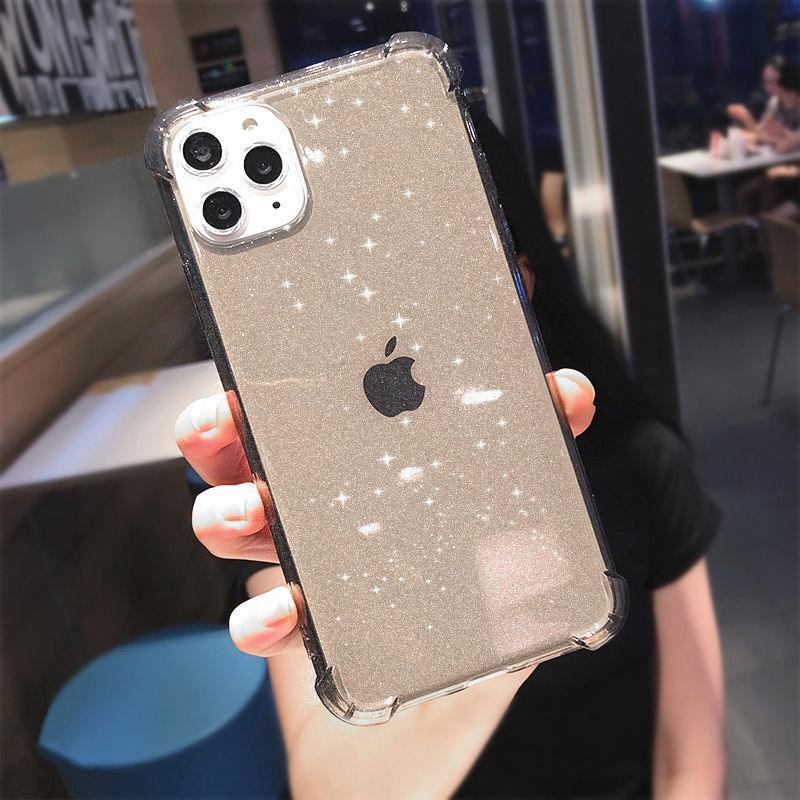 Coque transparente antichoc à paillettes pour iPhone 13 Pro Max, étui de téléphone pour iPhone 12 11 Pro Max XR XS Max X 7 8 Plus, coque souple transparente brillante résistante aux rayures et antichoc fine