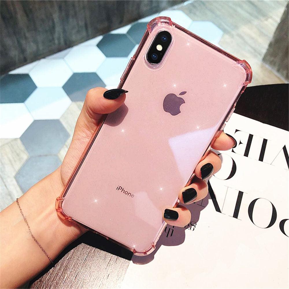 Coque transparente antichoc à paillettes pour iPhone 13 Pro Max, étui de téléphone pour iPhone 12 11 Pro Max XR XS Max X 7 8 Plus, coque souple transparente brillante résistante aux rayures et antichoc fine