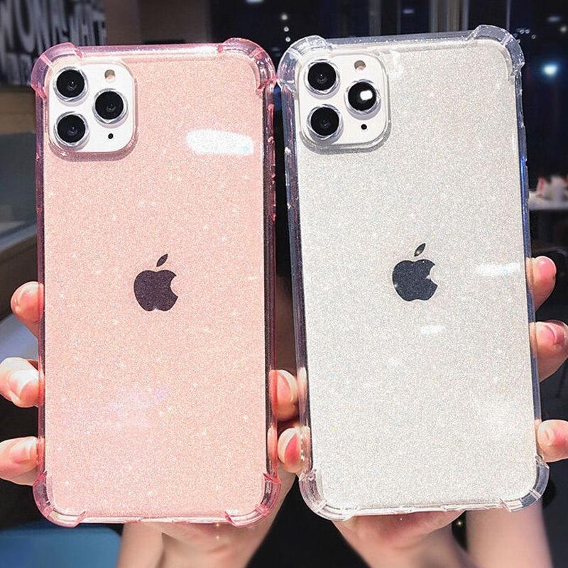 Coque transparente antichoc à paillettes pour iPhone 13 Pro Max, étui de téléphone pour iPhone 12 11 Pro Max XR XS Max X 7 8 Plus, coque souple transparente brillante résistante aux rayures et antichoc fine