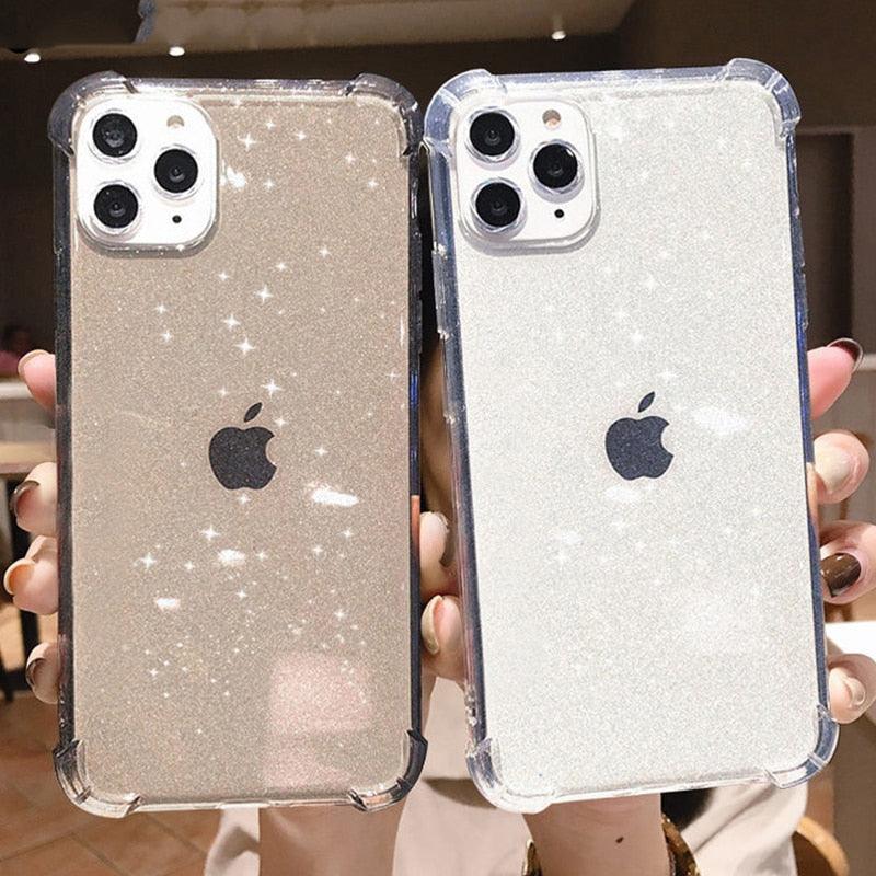 Coque transparente antichoc à paillettes pour iPhone 13 Pro Max, étui de téléphone pour iPhone 12 11 Pro Max XR XS Max X 7 8 Plus, coque souple transparente brillante résistante aux rayures et antichoc fine