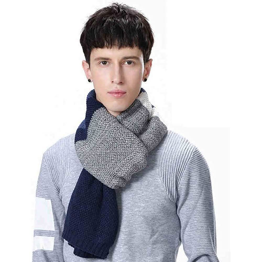 Écharpe longue en mélange de laine imitation cachemire avec blocs de couleur et rayures en patchwork