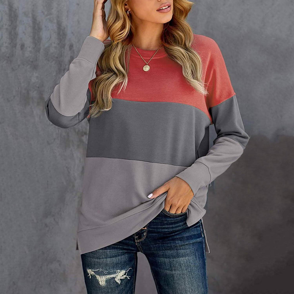 Sweat-shirt décontracté à col rond tie-dye imprimé rayé ample doux à manches longues